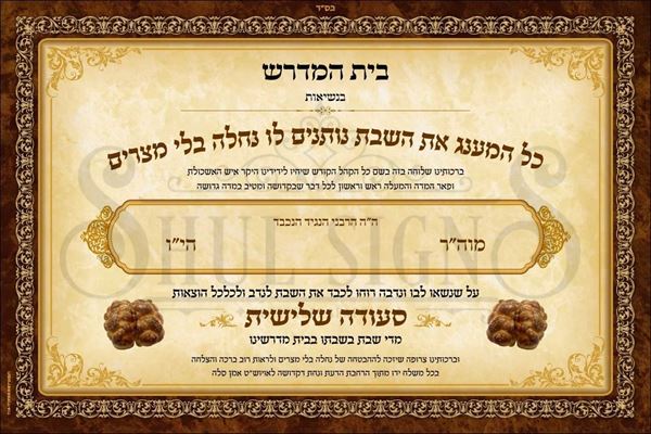 Picture of Shalosh Seudos Single Week Sponsor