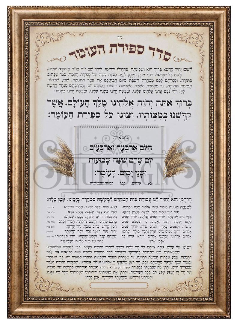 Sefira Sign Large + Wood Frame Poster - ShulSigns.com - Shul Donor ...