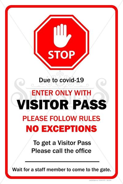 Picture of Sign - Enter Only Visitor Pass- Covid 19