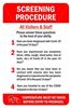 Picture of Covid-19  - Screening Procedure Sign